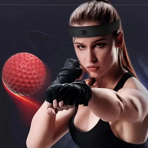 adult and adolescent adjustable headband with boxing reaction ball made of rubber and pu pa nylon reaction ball with adjustable headband gloves and carrying bag enhances hand eye coordination speed qixiaoluo
