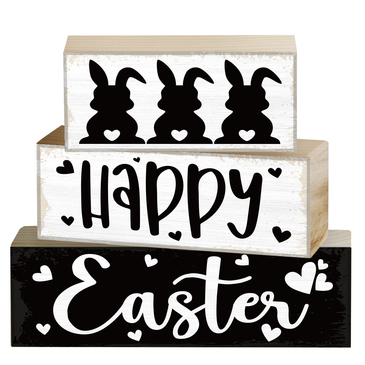 3pcs Rustic Wooden Easter Sign Set, Holiday Tabletop Decor, Manufactured Wood Easter Bunny & Plaques, No Electricity Needed, Ideal For Decor, Christmas, Halloween, Thanksgiving, Day Gifts