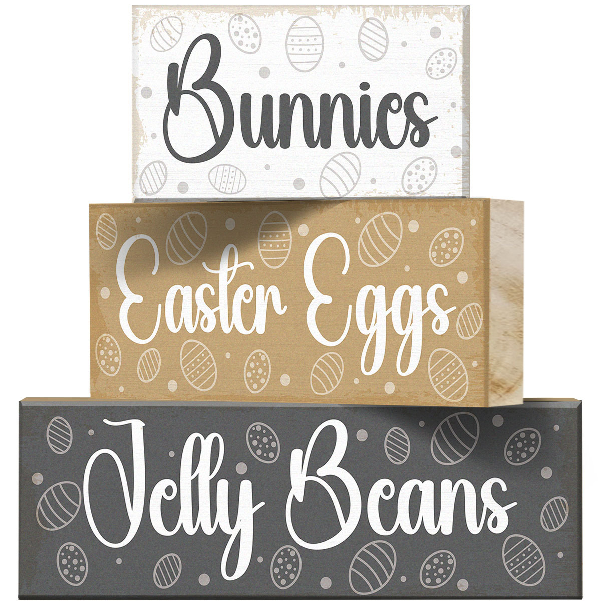 

3pcs Easter Wooden Decorative Sign Set - Bunnies, , - Holiday Tabletop Accents For Home, Office, Celebrations - No Power Needed,