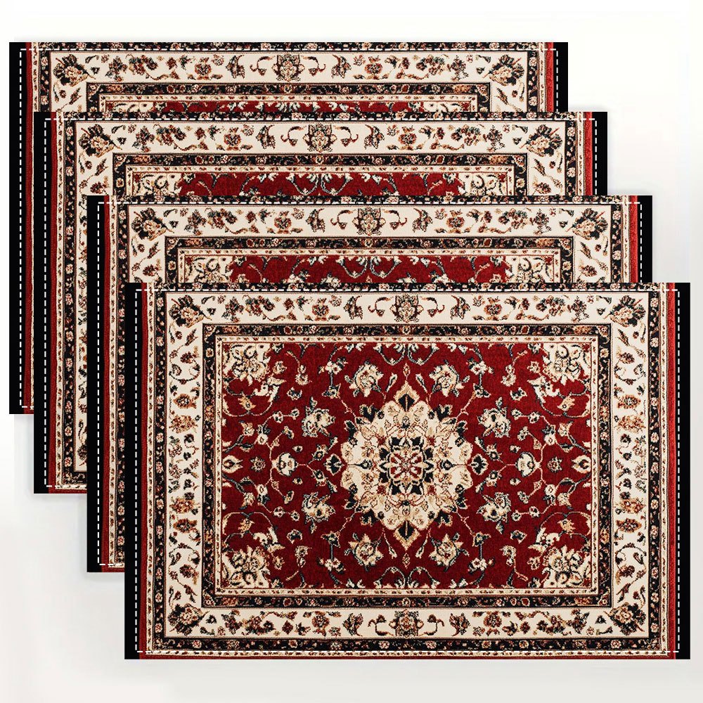 

Set Of 4, Oriental Traditional Floral Moroccan Style Antique Geometric Persian Style Patterns, Simple Decoration Mat, Coffee Table Mat, Household Bowl Plate Mat(table Mats)12x18inch