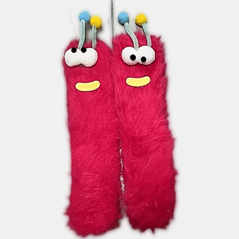 TEMU 1pair Hot Selling Ugly Cute Funny Socks Mid Tube Socks Autumn/ Sleep Socks Coral Fury Cute Christmas Birthday Couple Gift