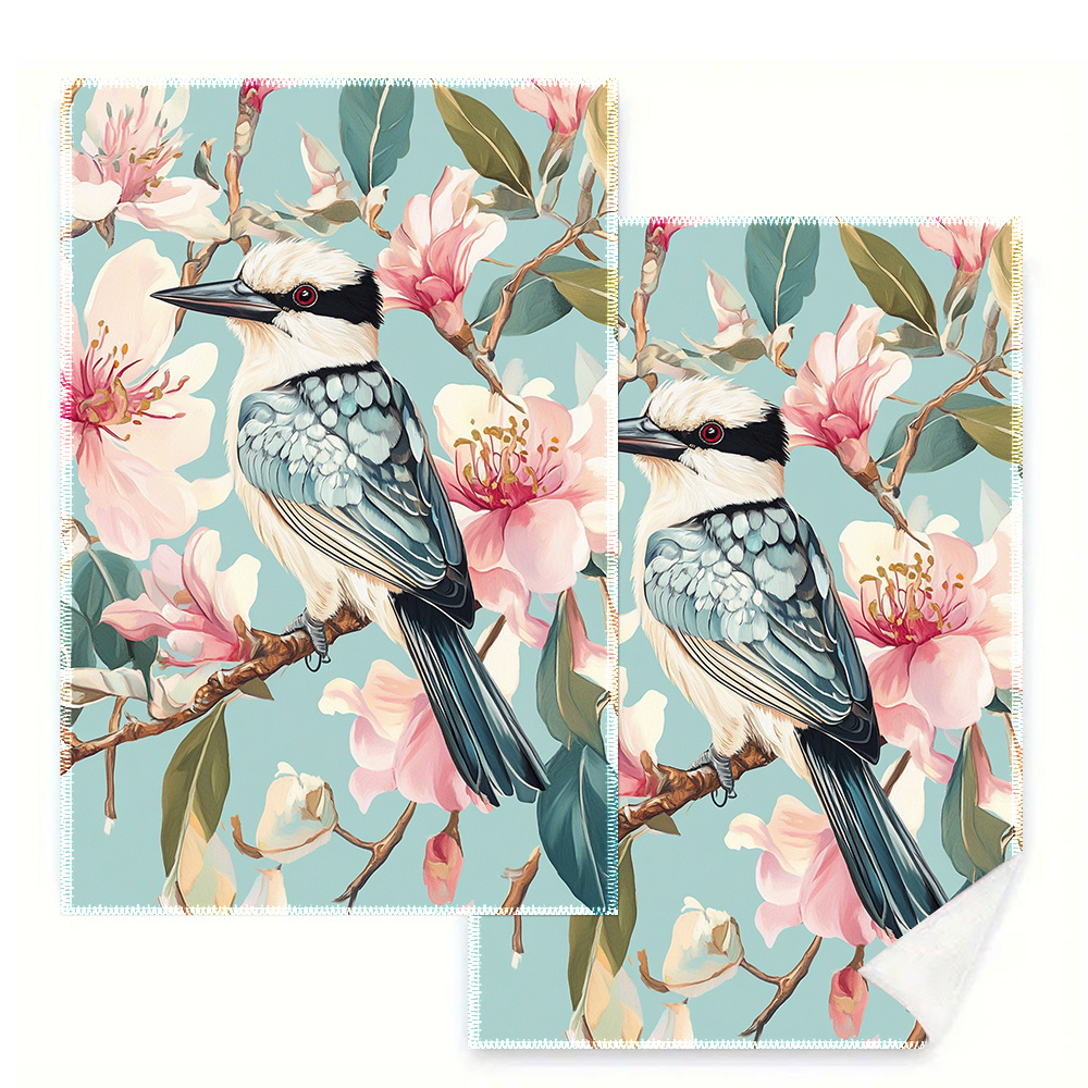 TEMU 2pcs Stylish Australian Kucbara Kitchen Towels - 16x24 Inches Single-sided Print, Fade-resistant Polyester Dishcloths And Tea Towels - Perfect