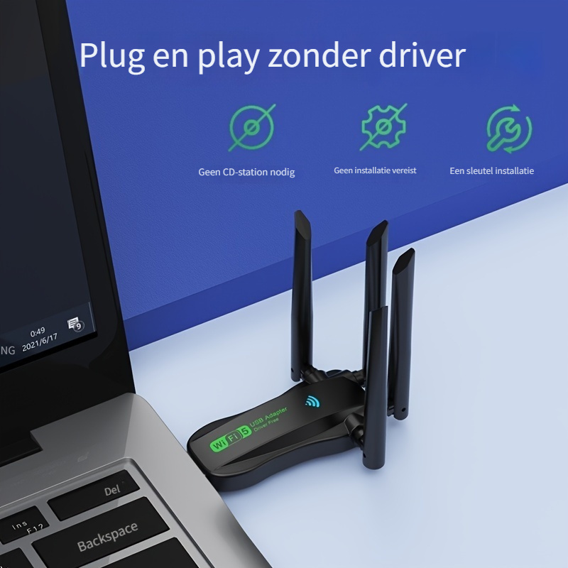 Bluetooth WiFi USB-adapter, externe draadloze netwerkontvanger, dual band, 2,4/5 GHz, 600 Mbps, mini wifi-dongle voor pc/laptop/desktop