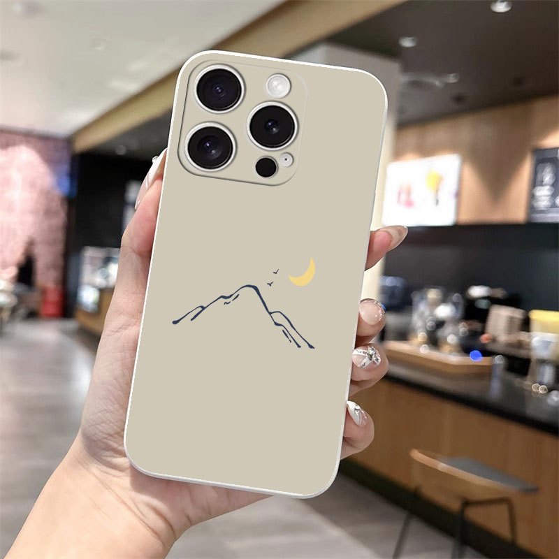 line mountain moon anti fall tpu soft phone case for iphone16 15 14   11 xs max xr 7 8 plus pro max