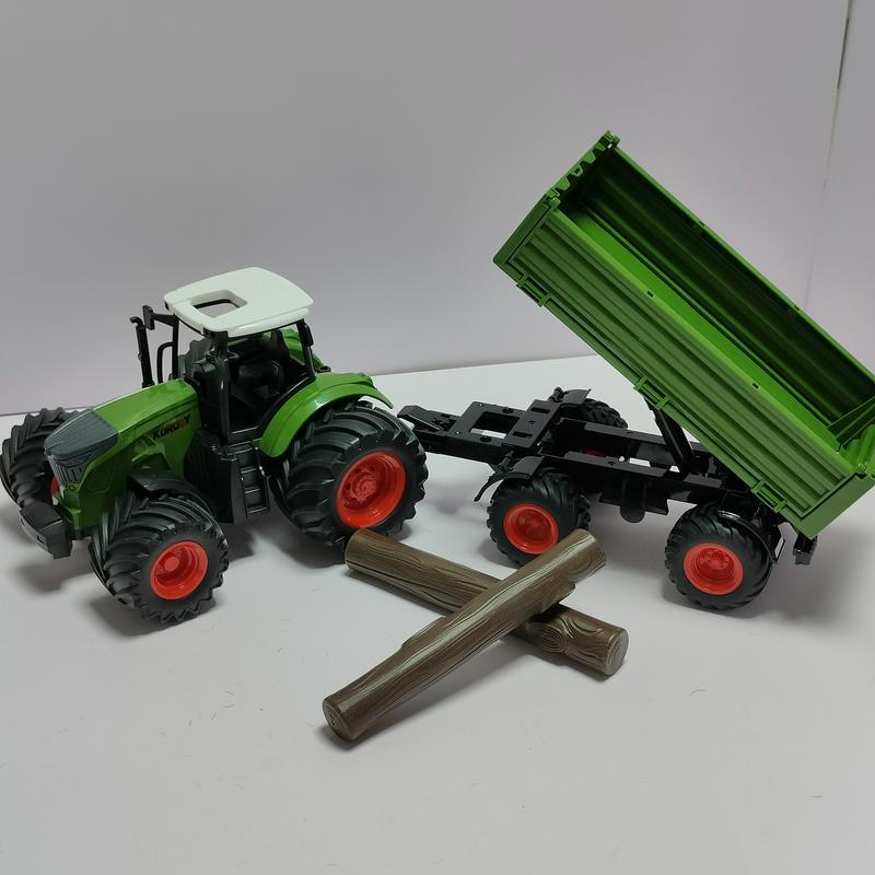 Image of Complete Tractor Set With Wide Wheels, Rubber Tires For Hauling Logs, Farmer , Perfect Halloween Present, In Farm Life