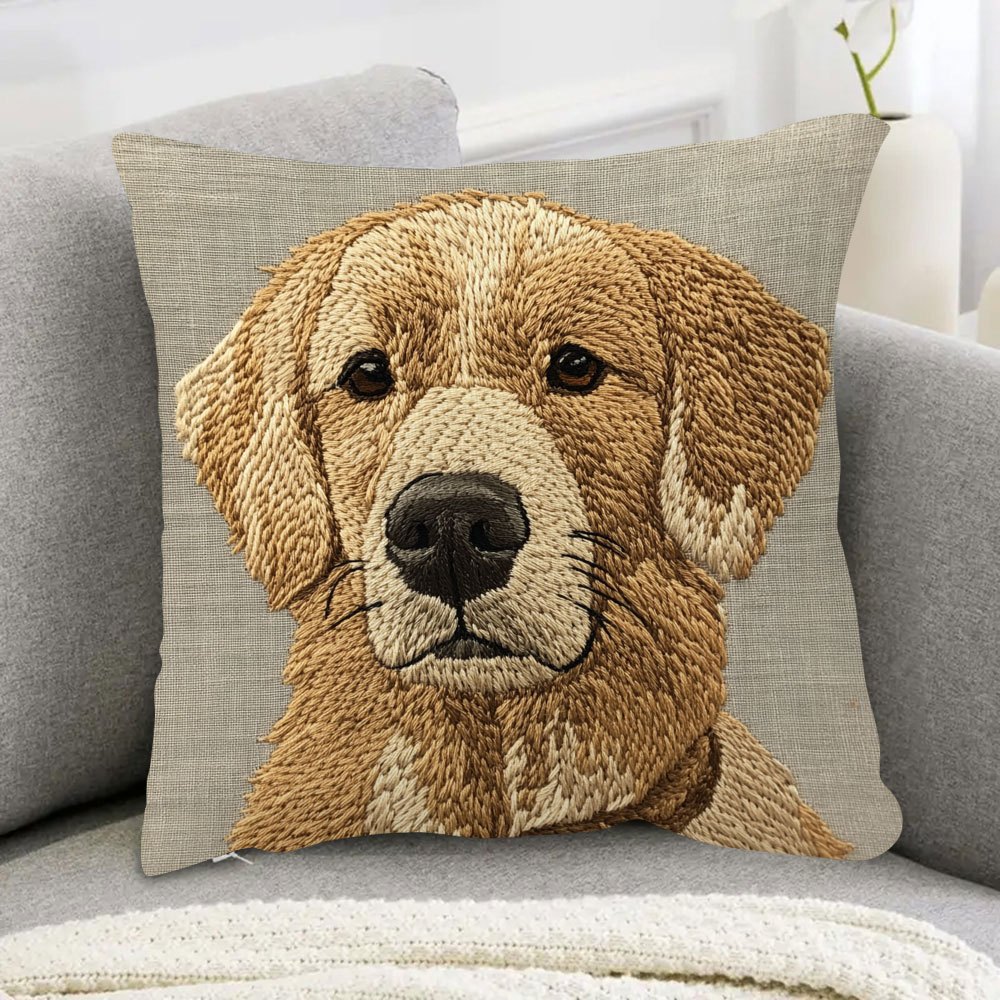 

1pc Vintage Golden Retriever Pillow Cover, 18x18 Inch, Double-sided Short Plush With Zip Closure - Machine Washable, Ideal For Room Styles (pillow Insert Not Included)