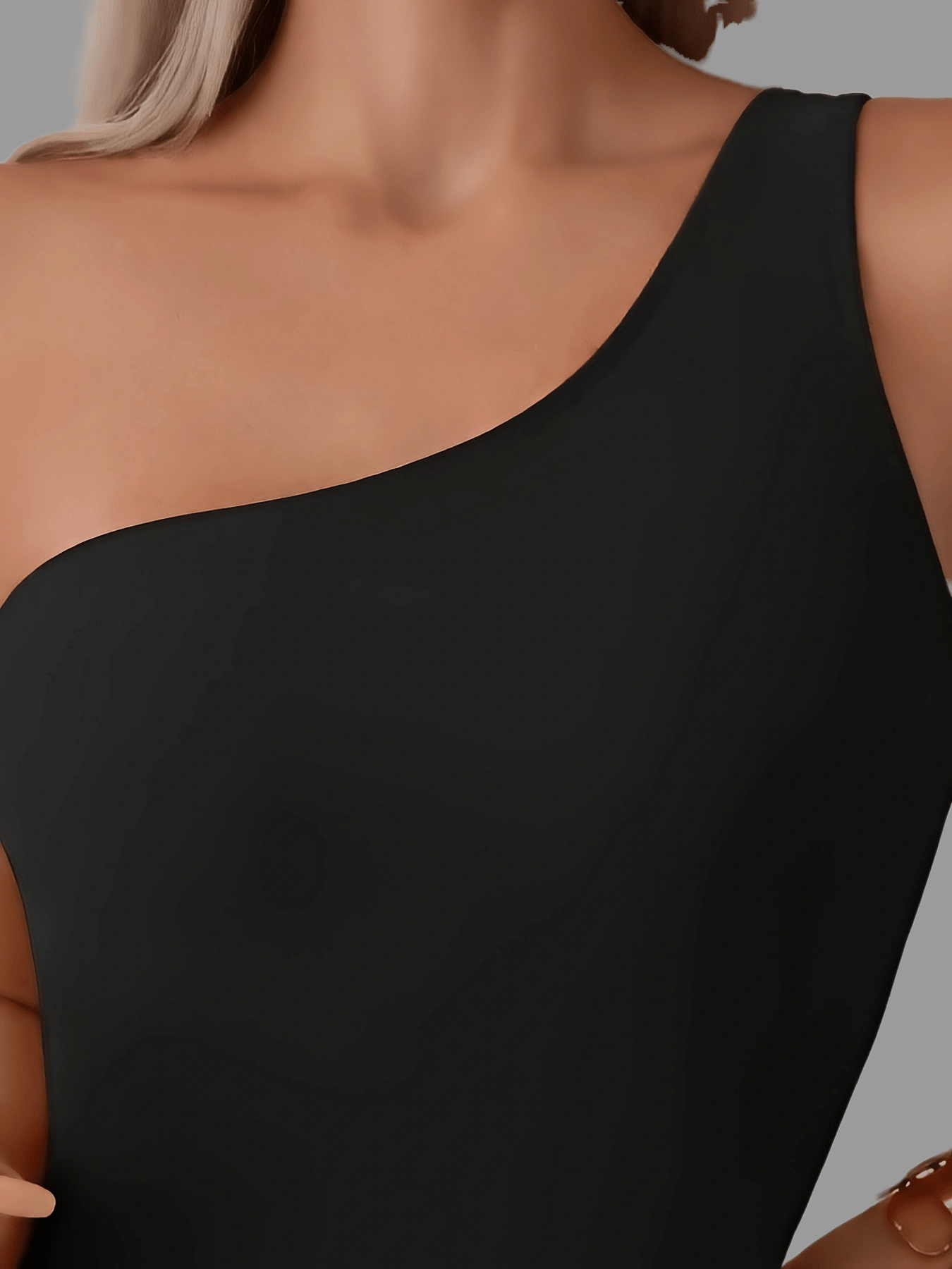 1pc Elegant One-Shoulder Solid Color Women'S One-Piece Swimsuit, High Stretch Polyamide with Elastane Lining, Asymmetrical Push-Up Top, Removable Padding, Knit Fabric, Conventional Bottom