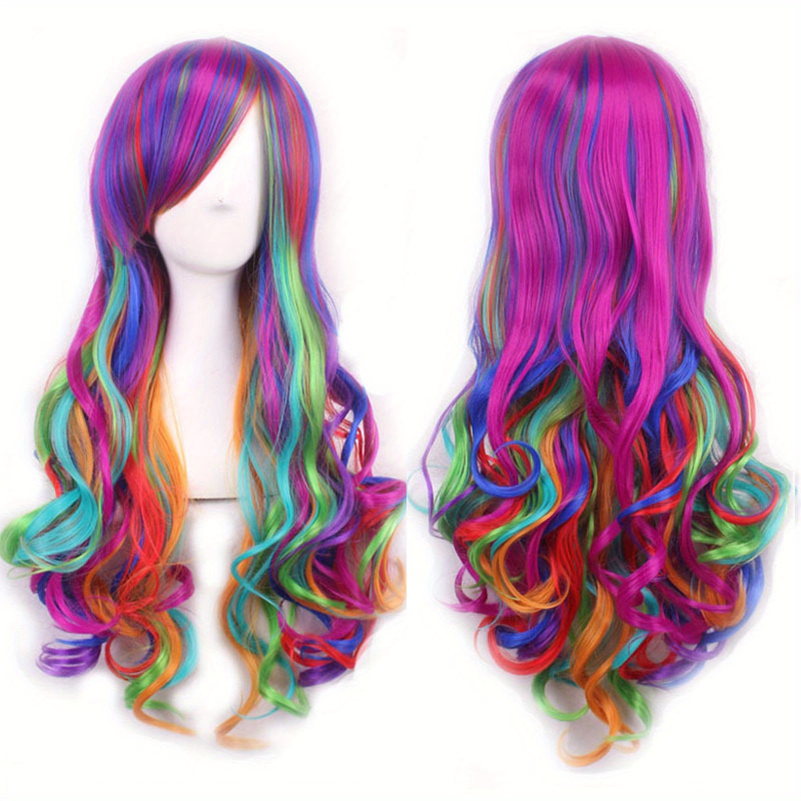 

Vibrant Rainbow Curly Wig For Women - Long, Full & Hairpiece For Music Festivals And Themed Parties