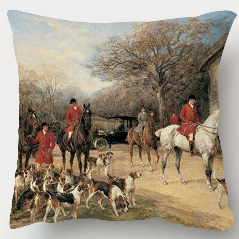 TEMU 1pc, "traditional Fox Hunting Scene" Pattern Pillow Cover, Single-sde Printing, 45x45cm, Suitable For Living Room Home Decor, Office/car