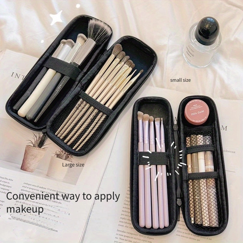 

Chic Black Travel Makeup Brush Organizer - Portable Roll-up Case For Brushes & Cosmetics, Tpu With Lining, Compact Size For , Foundation, Blush, And More, Brush Case | Design | Loops