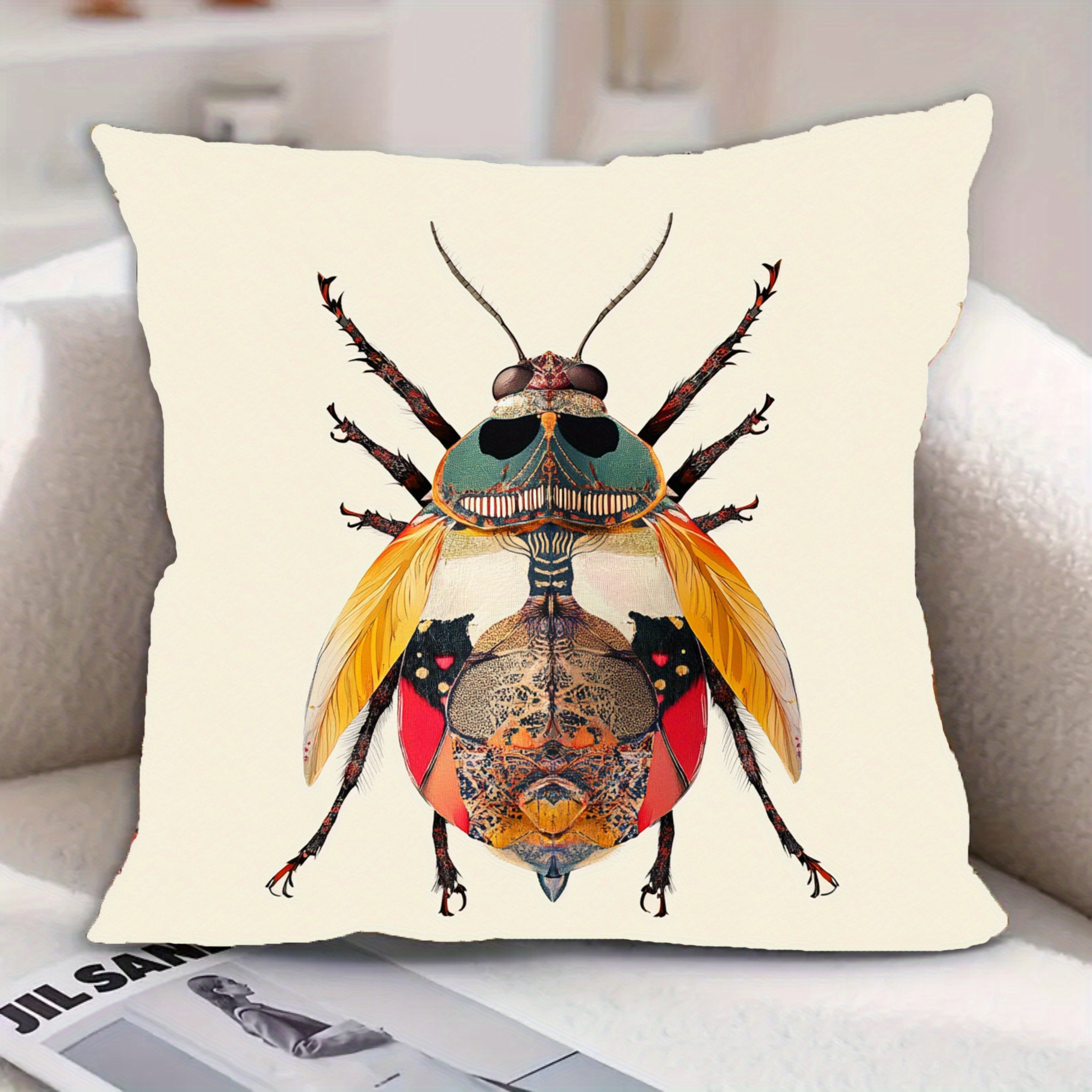 

1pc contemporain insecte art coussin housse, 18x18 , en court, lavable en , fermeture à glissière, housse de coussin décorative canapé, , chambre à coucher, - yiyiy5852