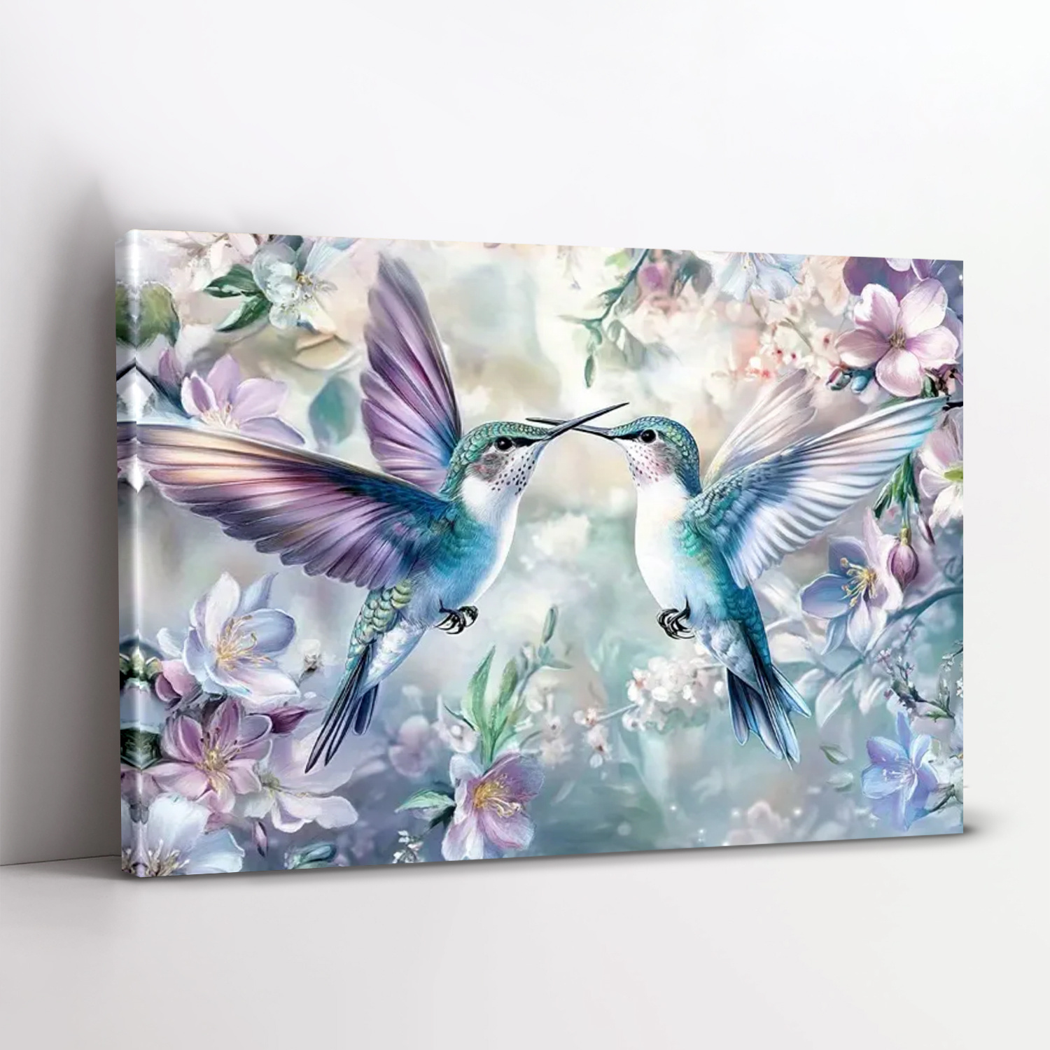 TEMU Art Mural sur Toile Encadrée Vintage Floral, 1 pièce, Plat 2D, Peinture Aquarelle d'Oiseau et de Fleurs , Décoration Murale Rustique de Ferme