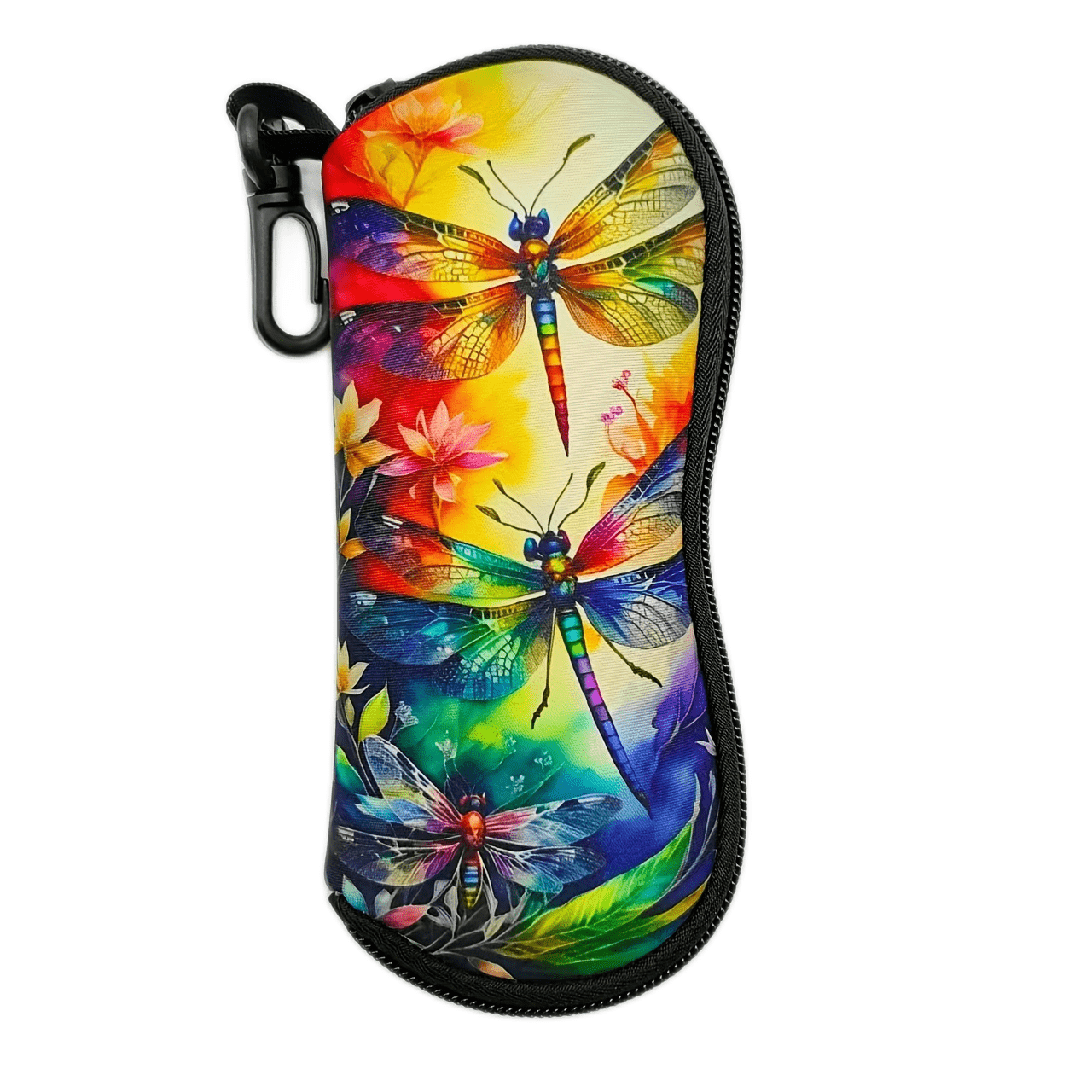 

1pc Artistic Dragonfly Sunglass Case, Lightweight Portable Neoprene Zippered Eyeglass Pouch, Universal Fit Protective Glasses Holder For Men And Women, Synthetic Rubber Material, Single Pack