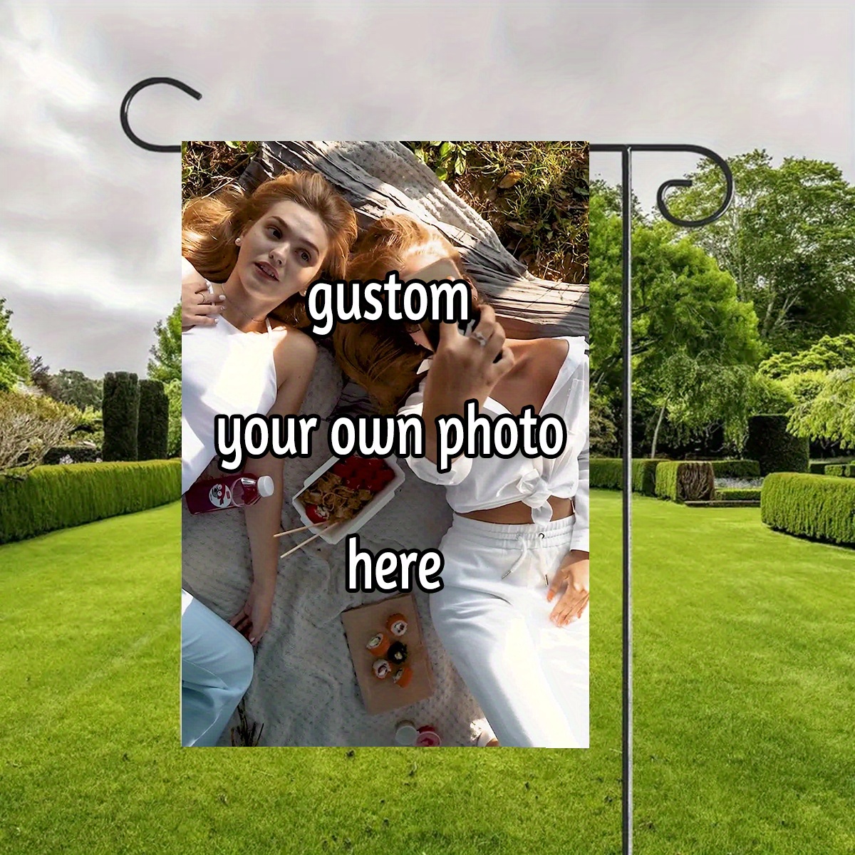 TEMU 1pc Custom Personalized Selfie Garden Flag For Valentine's Day, Christmas, Thanksgiving, Family Portrait, Brother Photo, Gift Customization, New
