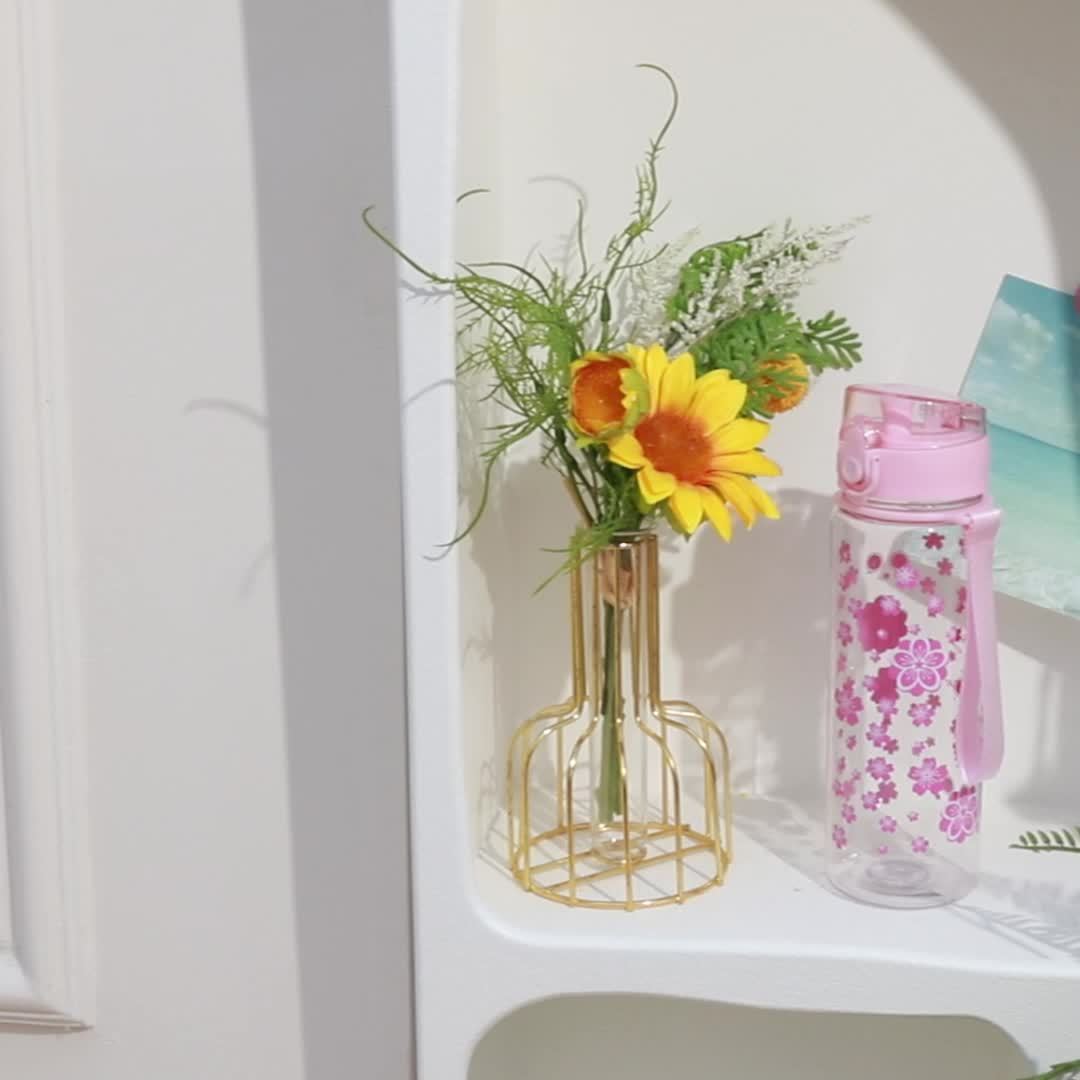 Flower Pattern Water Bottle Simple Transparent Plastic - Temu