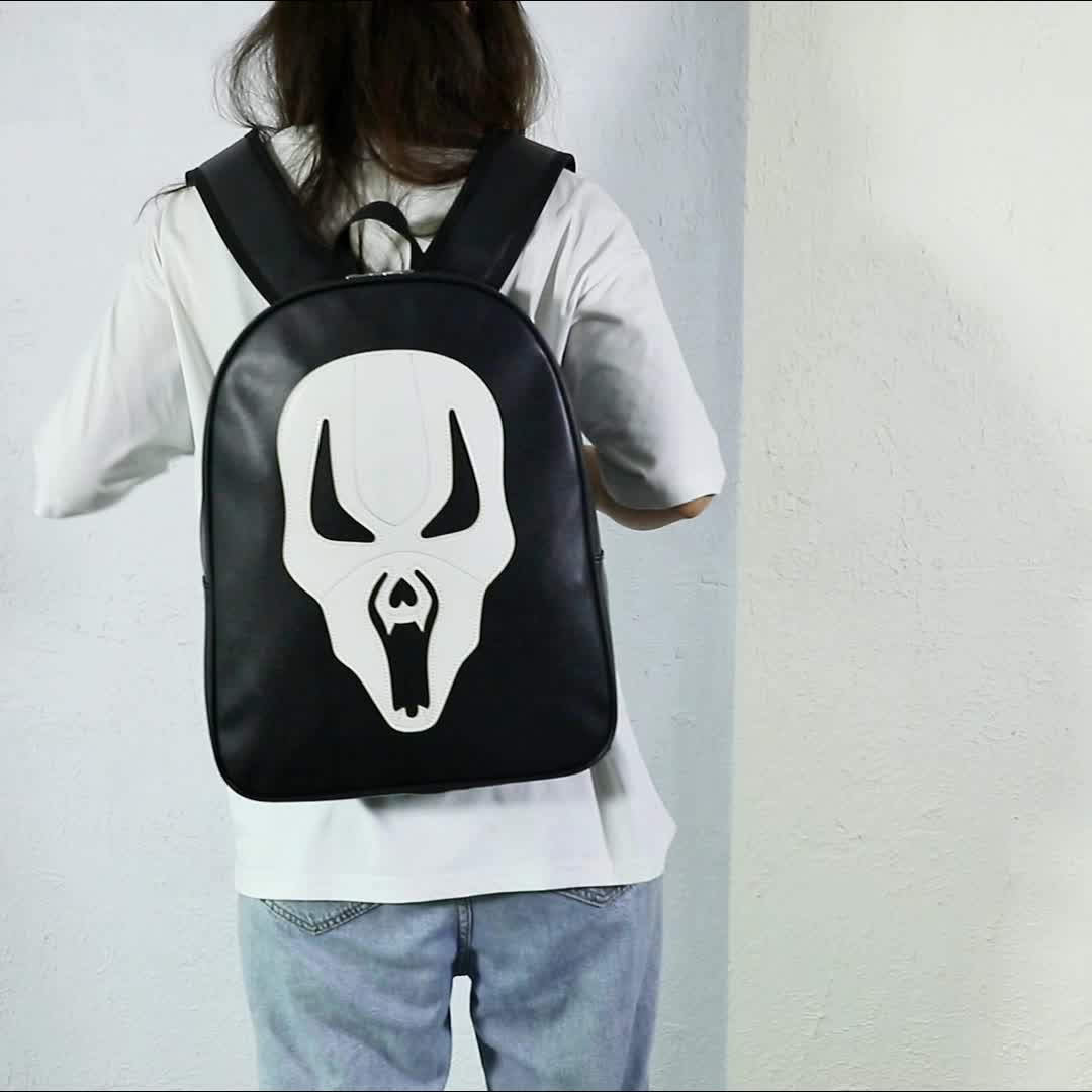 Halloween Ghost Colorblock Backpack Zipper Daypack for Women