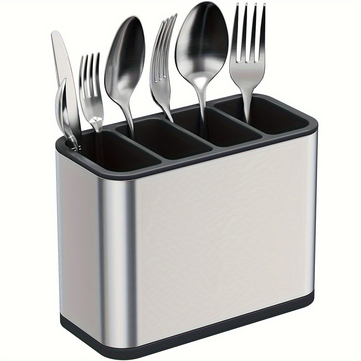 

Stainless Steel Utensil – Kitchen Cutlery Organizer, , Knife, Fork, Spoon And Cooking , -saving Divider Storage Bin Draining Holes