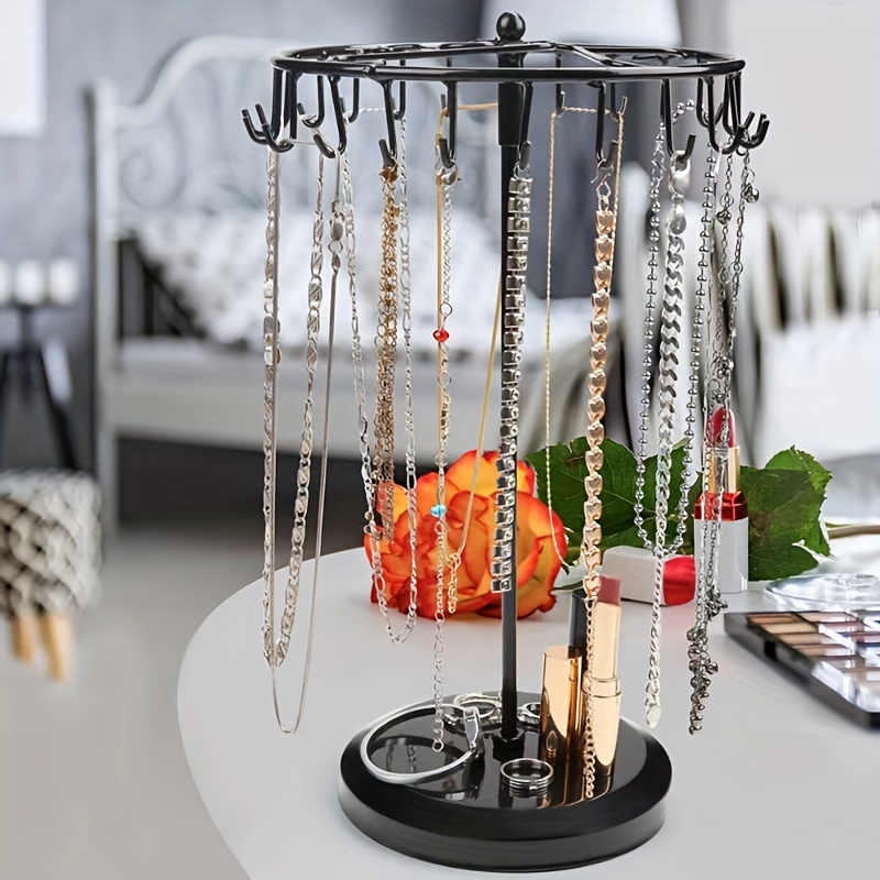 

1pc Rotating Jewelry Organizer Display Stand - Iron Necklace Bracelet Holder, Rack, Ideal For Retail