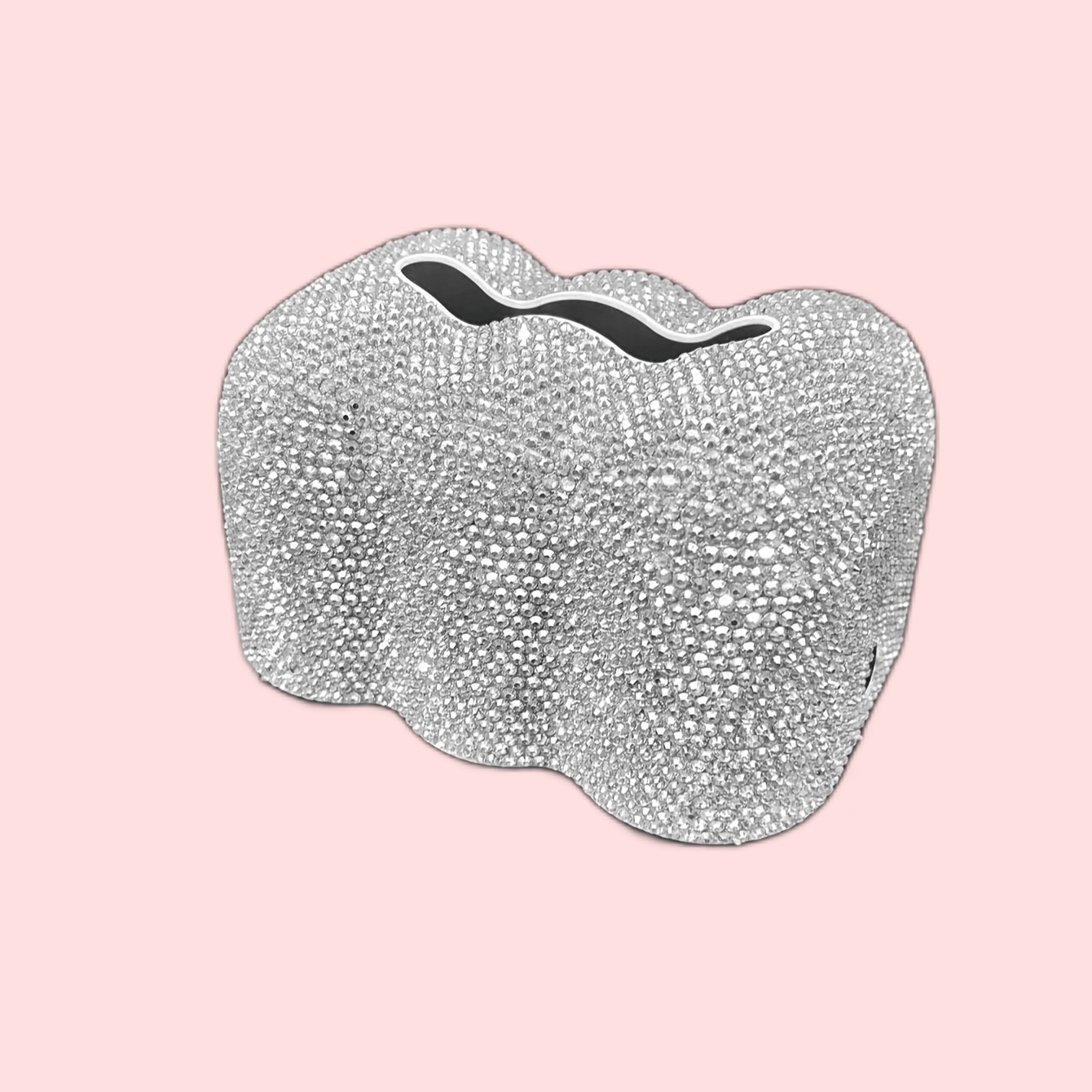 A Cloud-shaped Tissue Box Fully With Diamonds, A Pull-out Tissue Dispenser With A Spring-loaded Mechanism. A Sparkling, Adorable Cloud-shaped Desktop Tissue Holder Fully Encrusted With Diamonds