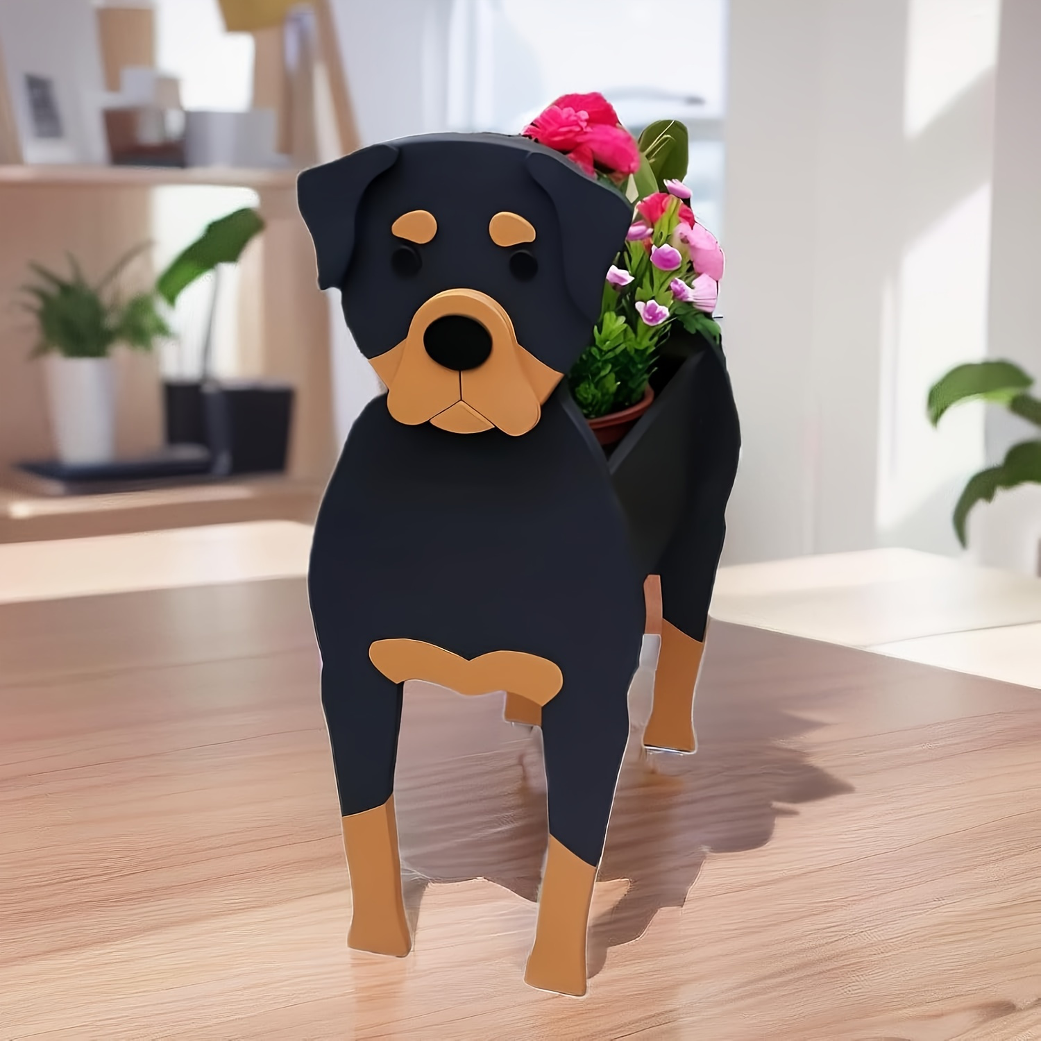 

Rottweiler , Cute Dog , Cute Dog Garden Decorative , Rottweiler Plant Container Rack, Indoor Storage Container.