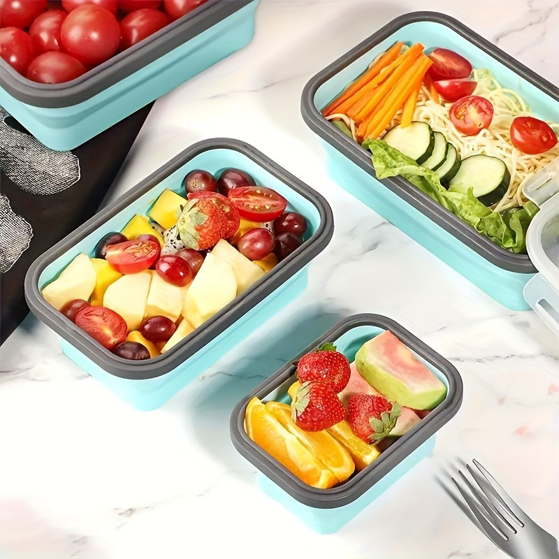 Silicone Collapsible Lunch Box Set Stackable Space saving - Temu Australia