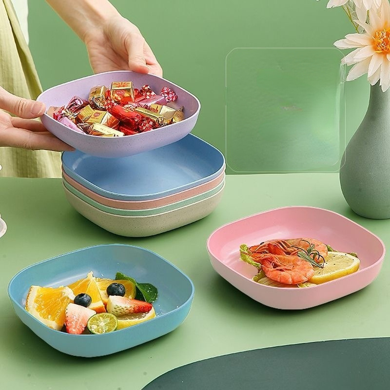 polished square plastic plates sizes for fruit, nuts, outdoor