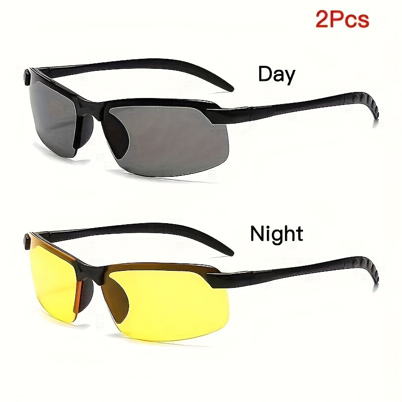 TEMU Of Glasses (1 Pair For Daytime Vision And 1 Pair For Night Vision), Enhancing Visibility And Reducing Glare. Semi-rimless Design Ensures And
