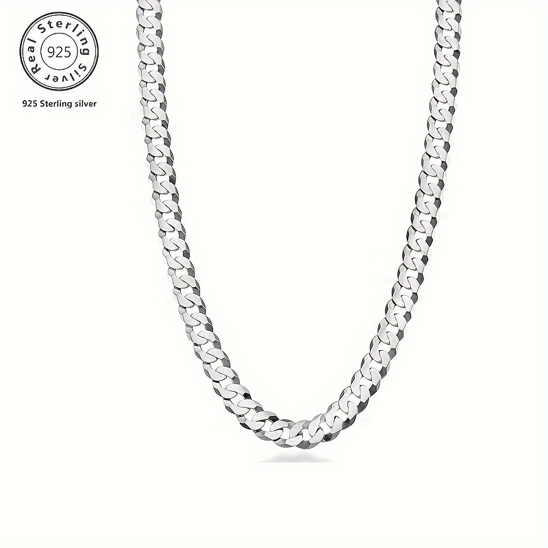 

925 Sterling Silver Italian 7mm/0.276in Necklace, (20in, 22in, 24in) Hip Hop Trendy Chain Necklace For Men And Women, Birthday, Holidays, - With Gift Box