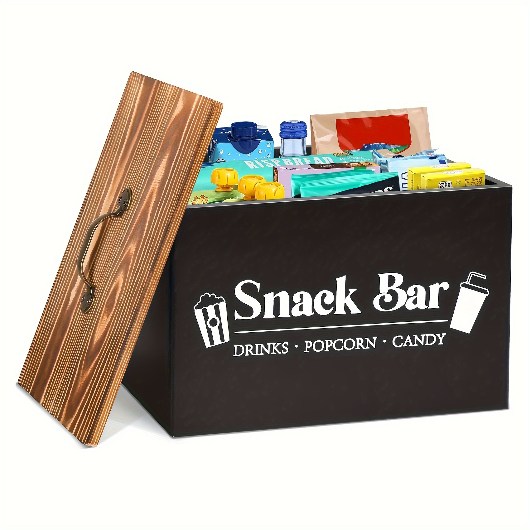 E-shop Rustikaler Holz-Snack-Organizer mit Griffen - Vielseitiger Rechteckiger Aufbewahrungskorb für Küche, Speisekammer & Arbeitsplatte - Ideal für