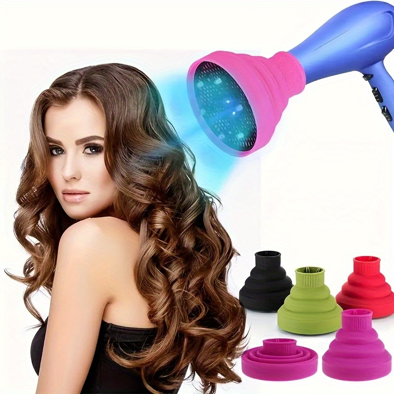 

1pc Foldable Hair Dryer Diffuser, Portable Silicone Blow Dryer Cap, Universal Collapsible Nozzle For Curly Hair, Unisex, Fragrance-free, For Straight And Curly Hair Types - Multiple Colors Available