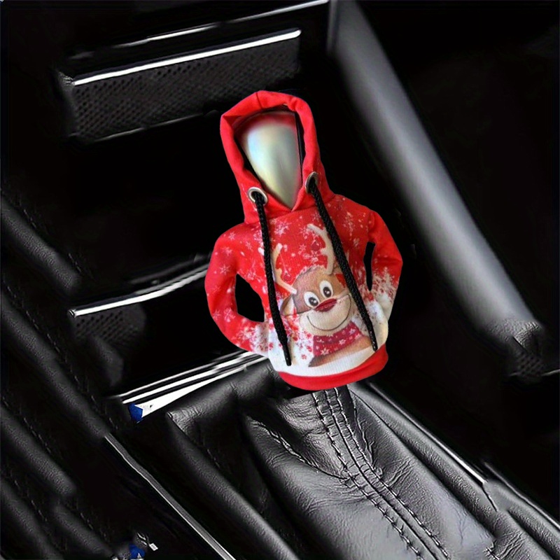 

Christmas Reindeer Hoodie-style Car Gear Shift Cover - Dustproof, Polyester Auto Accessory & Decor - Gift For