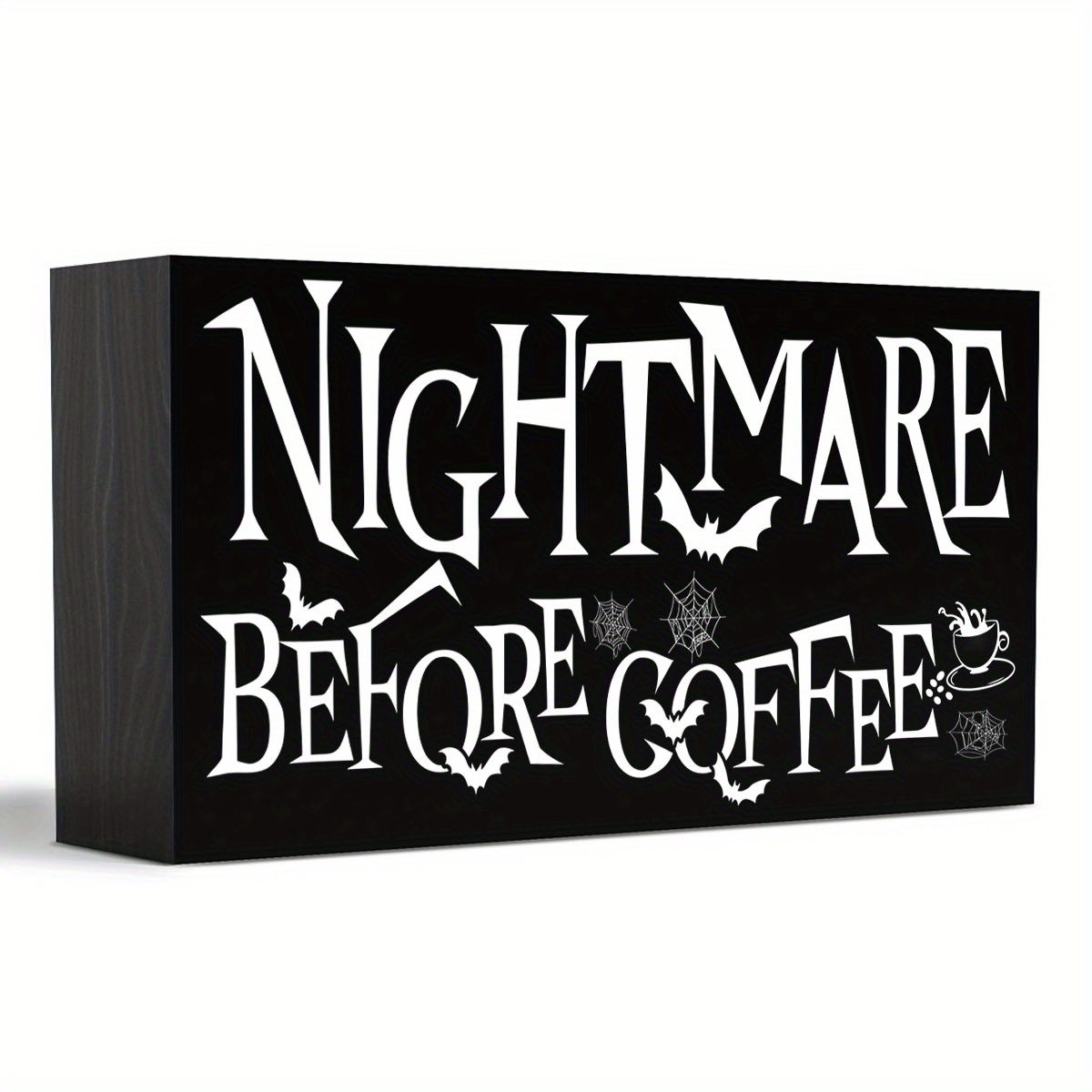 

Spooky ' Before Coffee' Wooden Box Sign - Perfect For , - Versatile Home & Office Decor, Ideal Gift