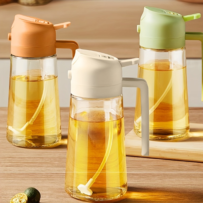 TEMU 3-piece 2-in-1 Glass Sprayer And Dispenser, Dual Function Kitchen Bottle With Spray And Pour Options, Food-grade Leak-proof Condiment Container For Salad Dressing, Cooking, Grilling