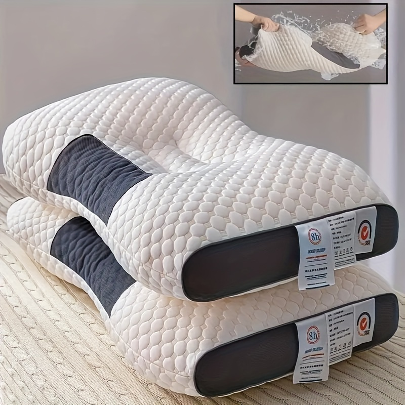 TEMU 1pc Premium Knitted Sp Neck - Massage Core, Breathable Moisture Absorption, Soft Household Decorative Pillow For Bedding, Living Room, And Bedroom