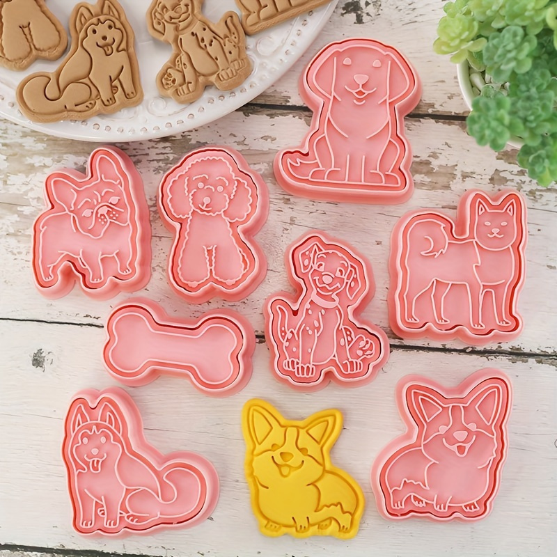 

8-piece Cartoon Puppy Dog Cookie Cutters Set, Plastic Animal Biscuit Molds, Pastry Press Tools For Baking Accessories, Kitchen Baking Essentials For Biscuit Making