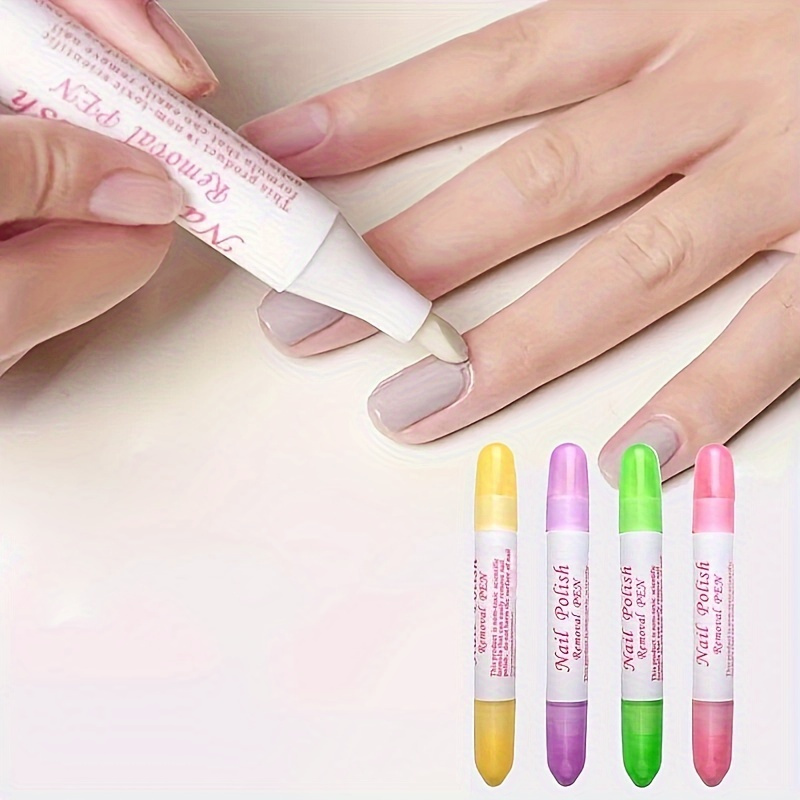 

1pc pour Vernis à Ongles Acrylique Facile à Essuyer - Taches, Inodore - Idéal pour Débutants - Nettoie & Essuie les Bords des Doigts - 4 Stylos Applicateurs Colorés