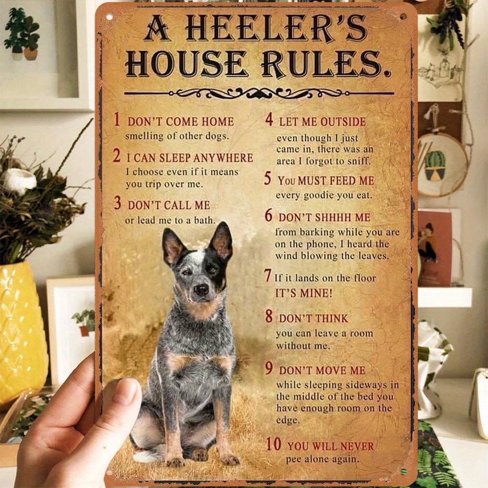 

Dog House Rules Vintage Aluminum Wall Sign - Humorous Pet-themed Indoor Decor With Pre-drilled Holes, Water-proof & Dust-proof - Perfect For Home, Bar, Cafe & Holiday Gifts, 1pc