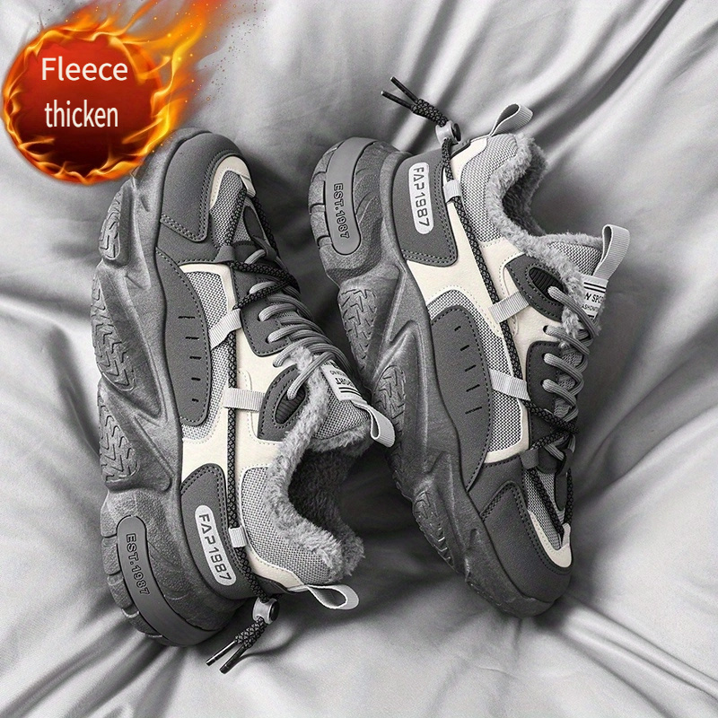 zapatillas de moda para hombre con gruesa, cálidas de invierno
