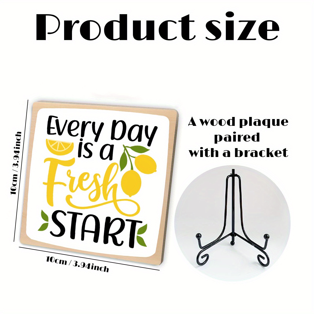 TEMU 1set Party Table Centerpieces Spring&summer Lemon Sign Inspirational Table Decor With Metal Stand & Wooden Sign - Sign For Home/office/bedroom