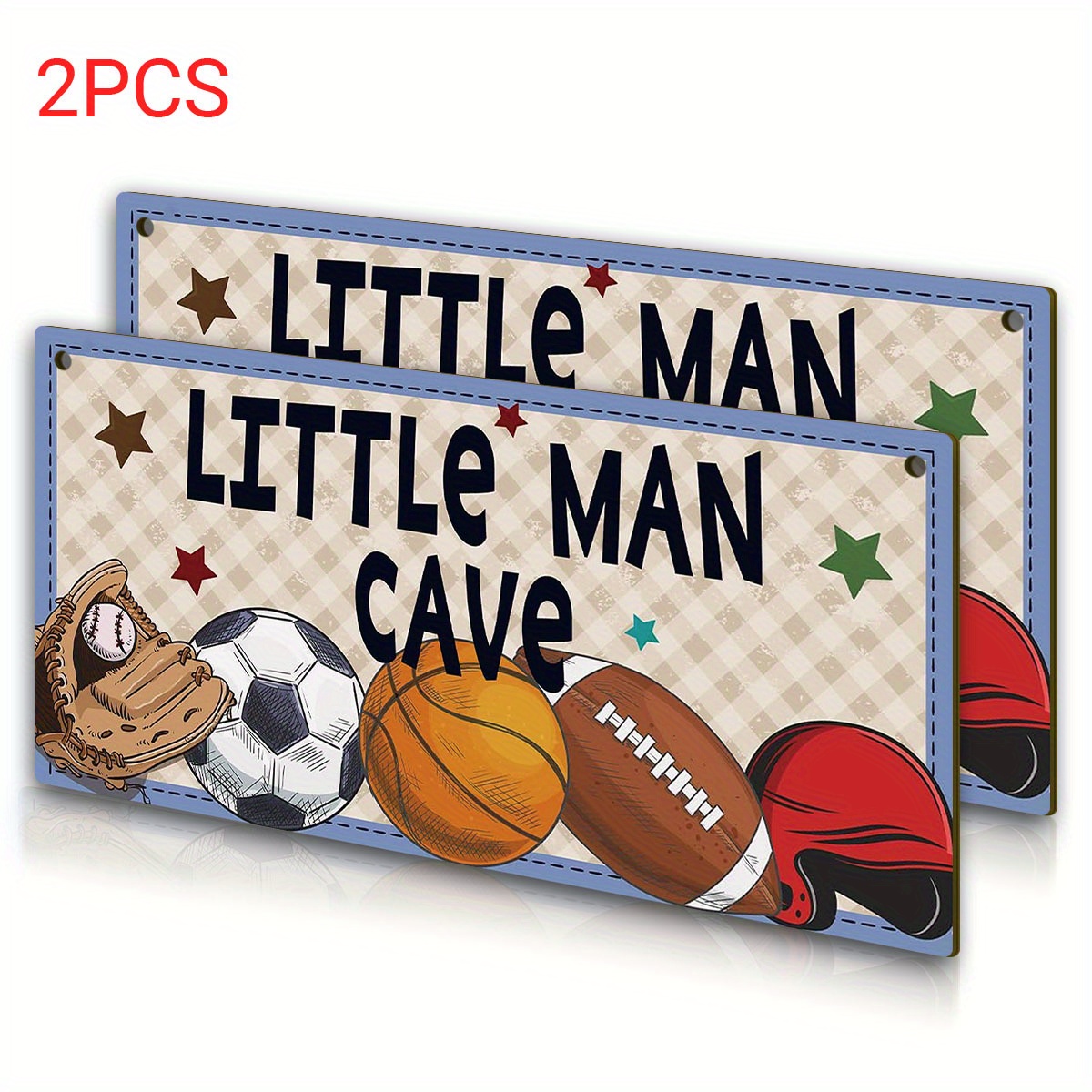 

2 Sets Cave Wooden Hanging Sign, Sports Wooden Wall Art Decor - Nursery Room Decor For Bedroom Playroom Room Door Signs, Home Wall Hanging Decorative Art