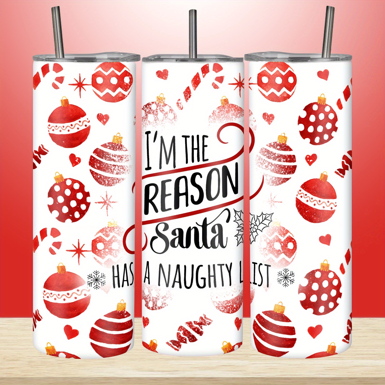 

20oz Stainless Steel Tumbler With Santa Design - Bpa Free, Leak Proof, Double Wall Insulated Coffee Mug For Climbing, Christmas/thanksgiving/mother's Day Gift, Machine Washable Water Bottle