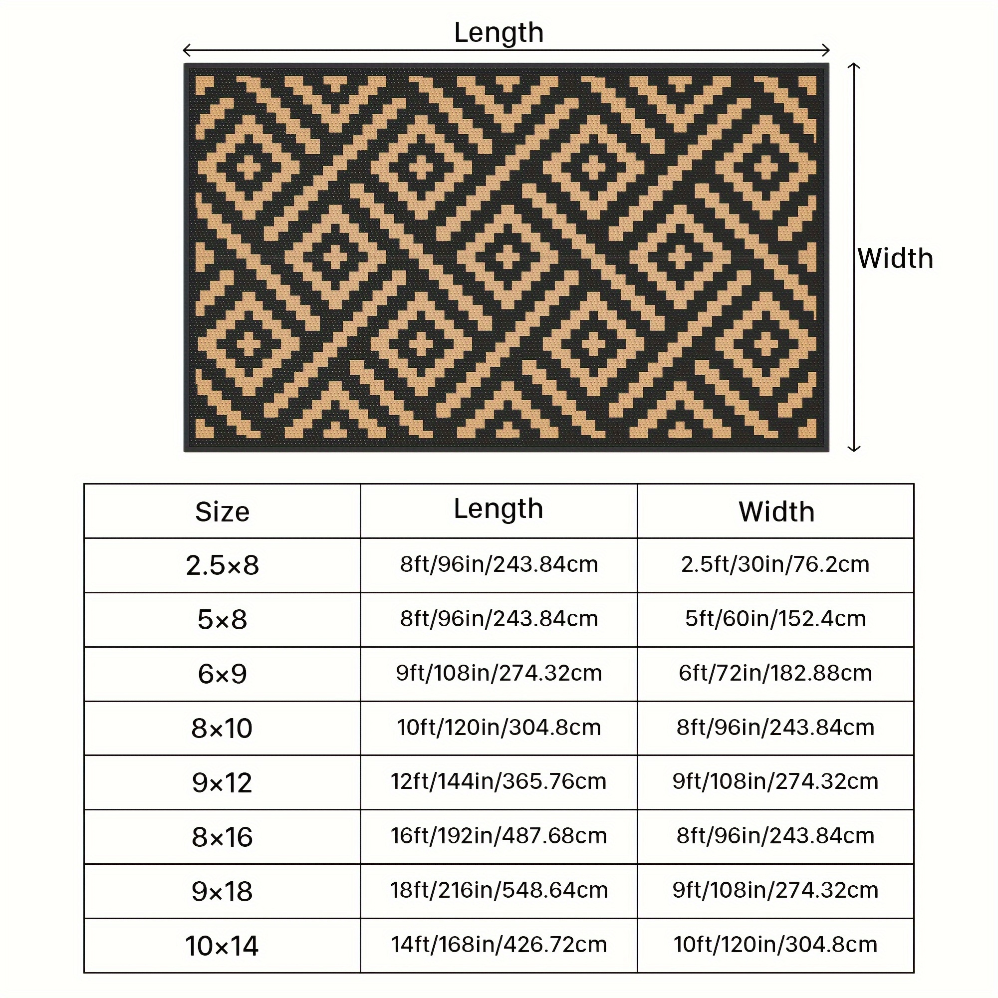 

Outdoor Rug Waterproof, Reversible Geometric Plastic Area Mat, Rv Camping Picnic Carpet For Patio, Backyard, Deck, Balcony, Porch, Beach, Trailer ()