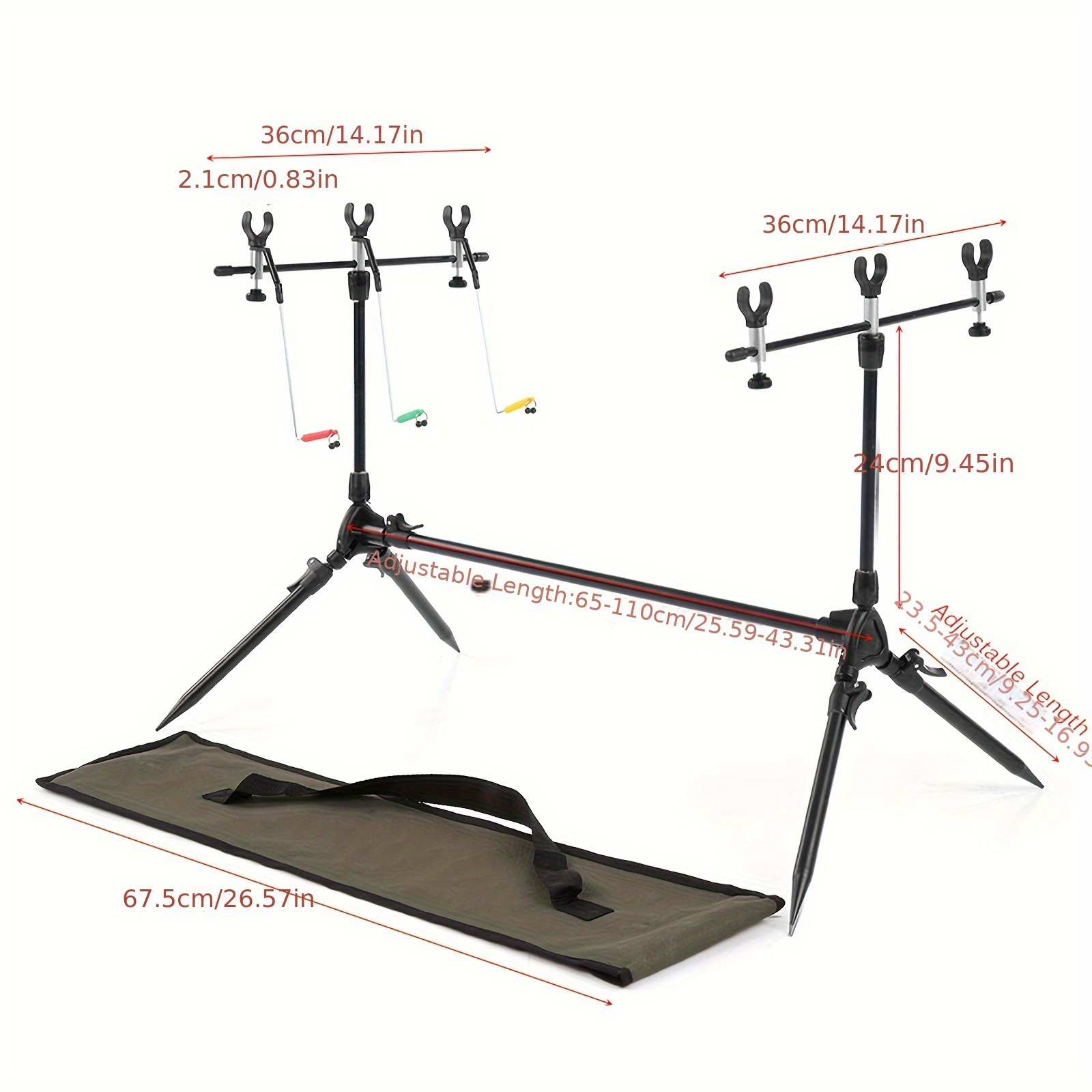 

Lixada Retractable Carp Rod Pod Stand Pod Stand 3 Alarms And Indicators