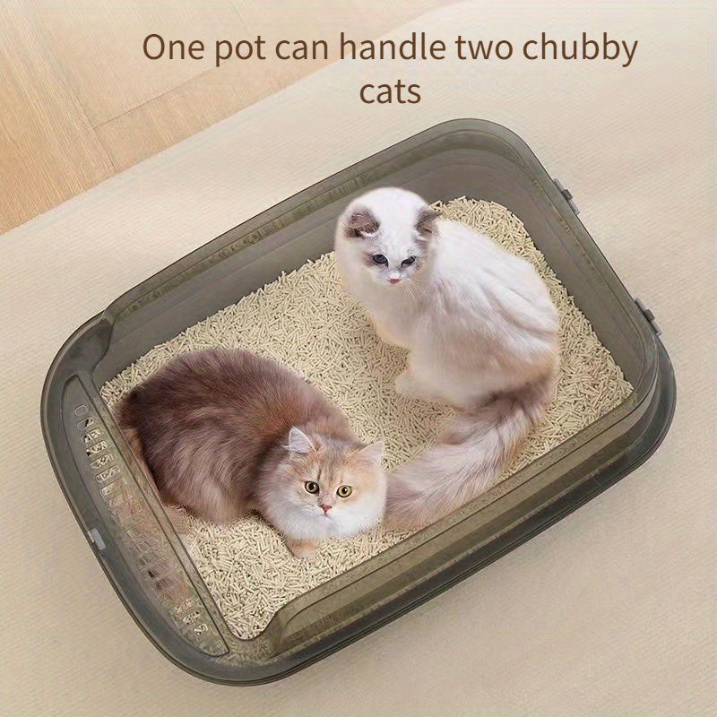 

2pcs Whiskerwonders Large Square Silicone & Pp Cat Litter Box With High Enclosure, Portable Travel-friendly Semi-enclosed Cat Toilet With Litter , Suitable For Medium To Large Pets