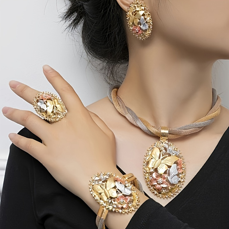 

Chic Women's Jewelry Set With Accents - & , Alloy