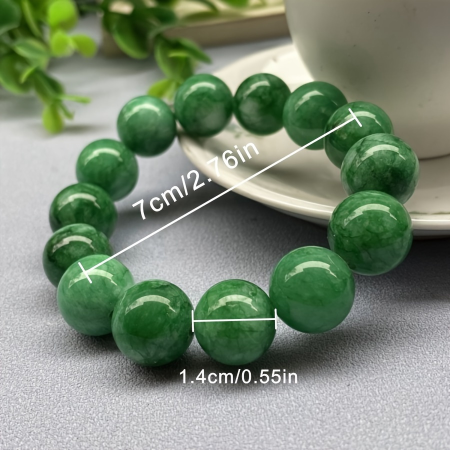 

Natural 14mm Green Round Bracelet: Birthstone, Suitable For Men And Women, Enhances Luck, Wealth, , And