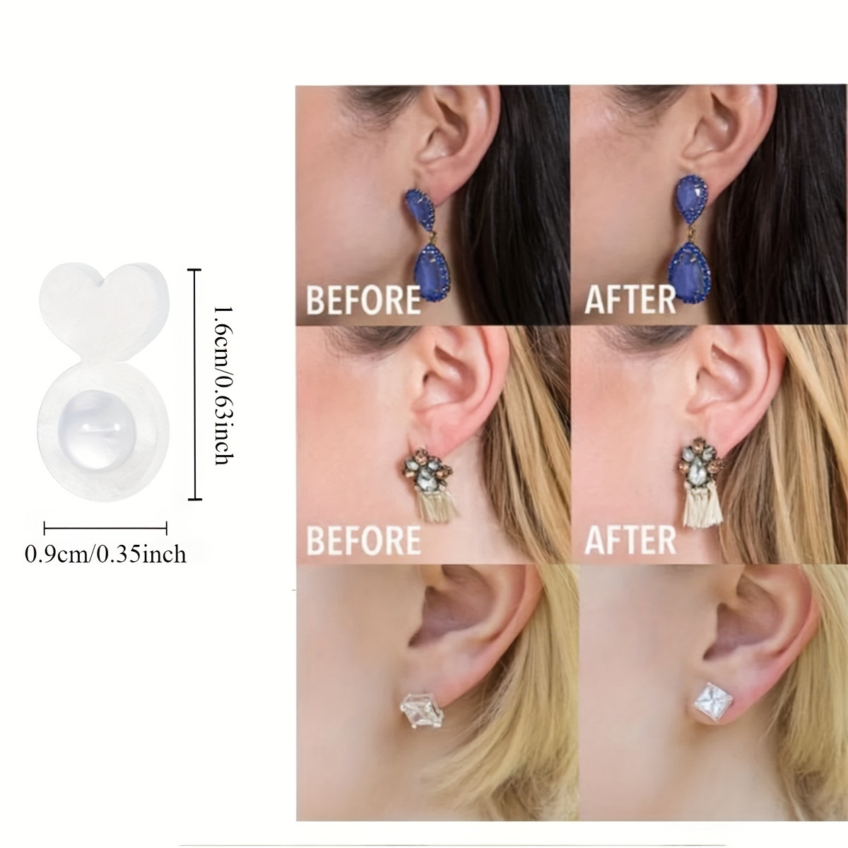 6pcs Silicone Ear Post Backs for Heavy Earrings
