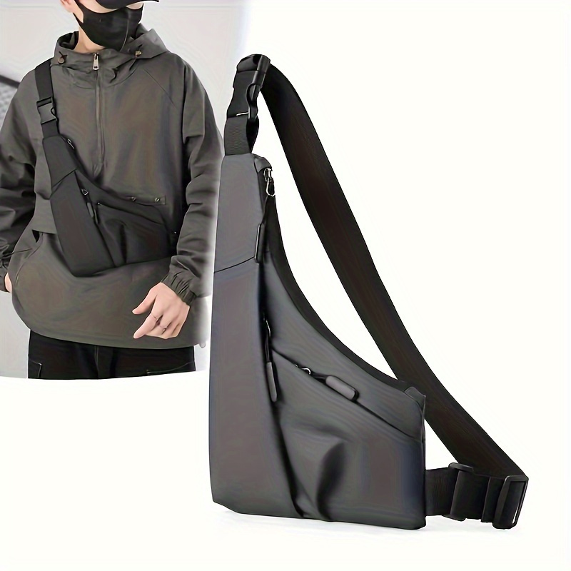 

1pc Anti-theft Nylon Sling Bag With Adjustable Strap - Casual Chest Bag For Men, Ideal For Outdoor Activities, Hand Or Only