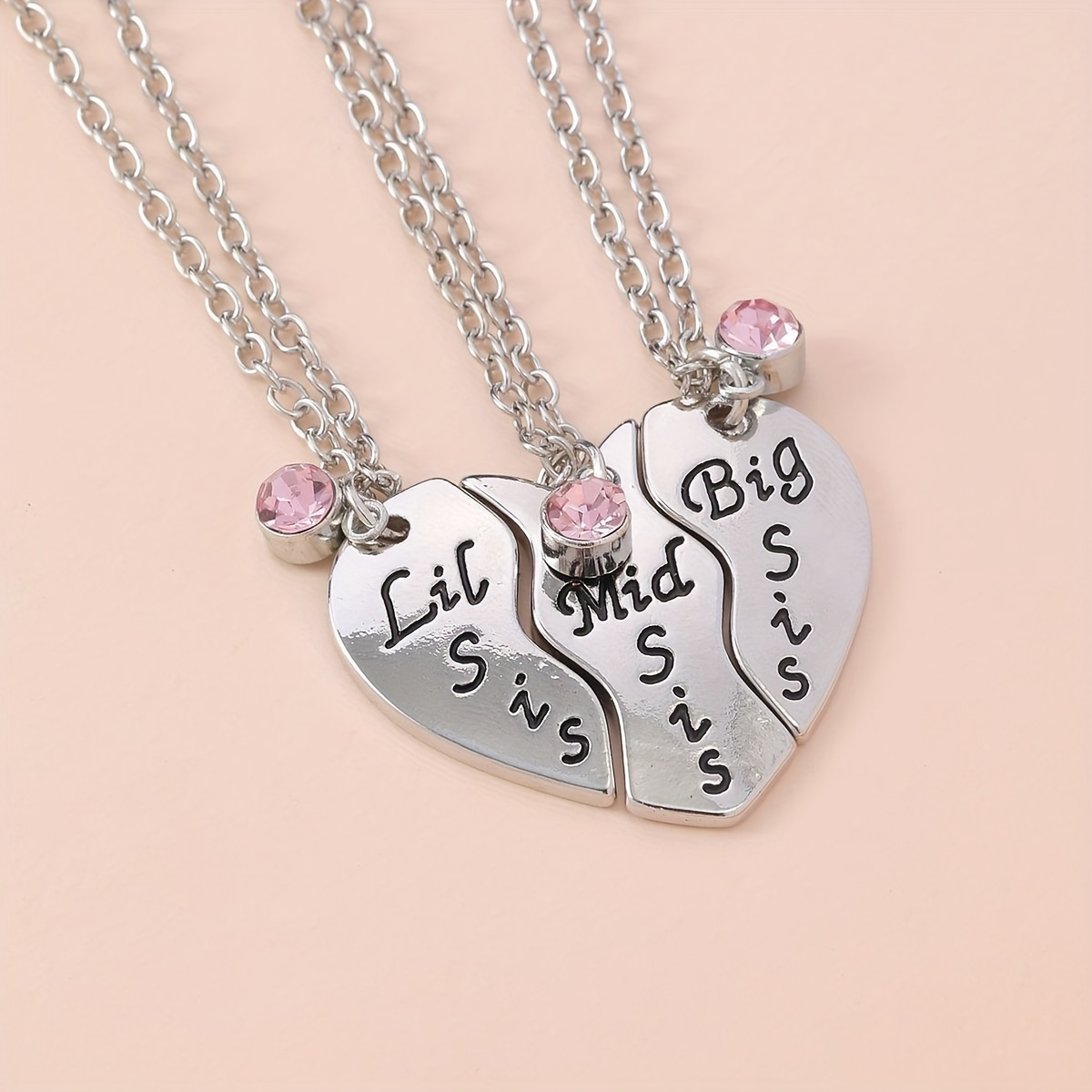 

1 Set Of 3 New Monogrammed Best Friend Bff Trio Patchwork Heart Necklace