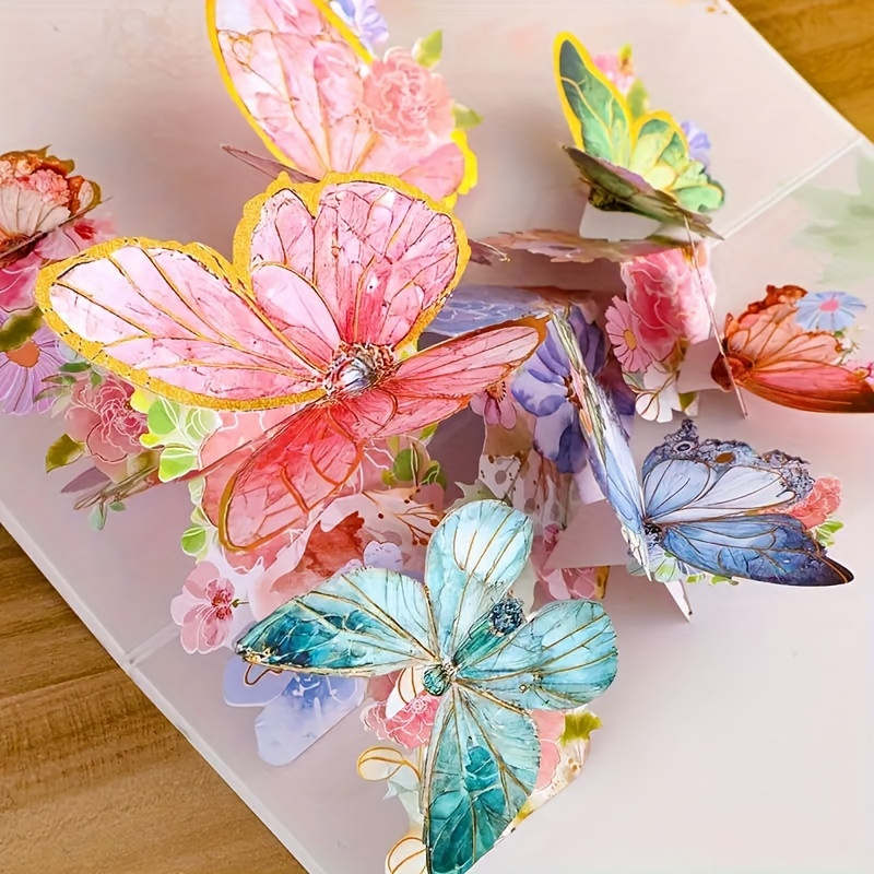 

3d Three-dimensional Butterfly Card - Perfect For Birthdays, Mother's Day, Father's Day And Teacher's Thanksgiving - Contains Note Card Butterfly Gift Butterfly Three-dimensional Birthday Card